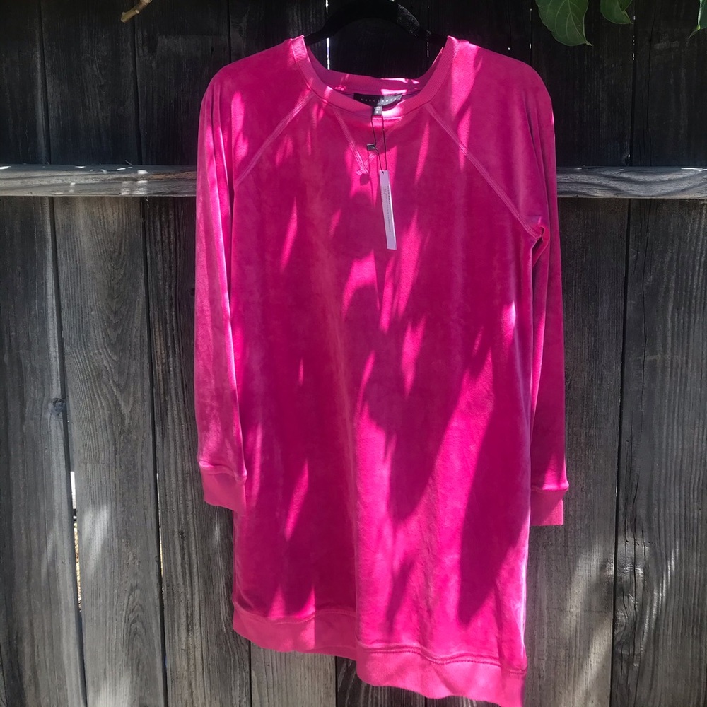 HOT Pink Cozy Velvet Sweatshirt Dress 💖